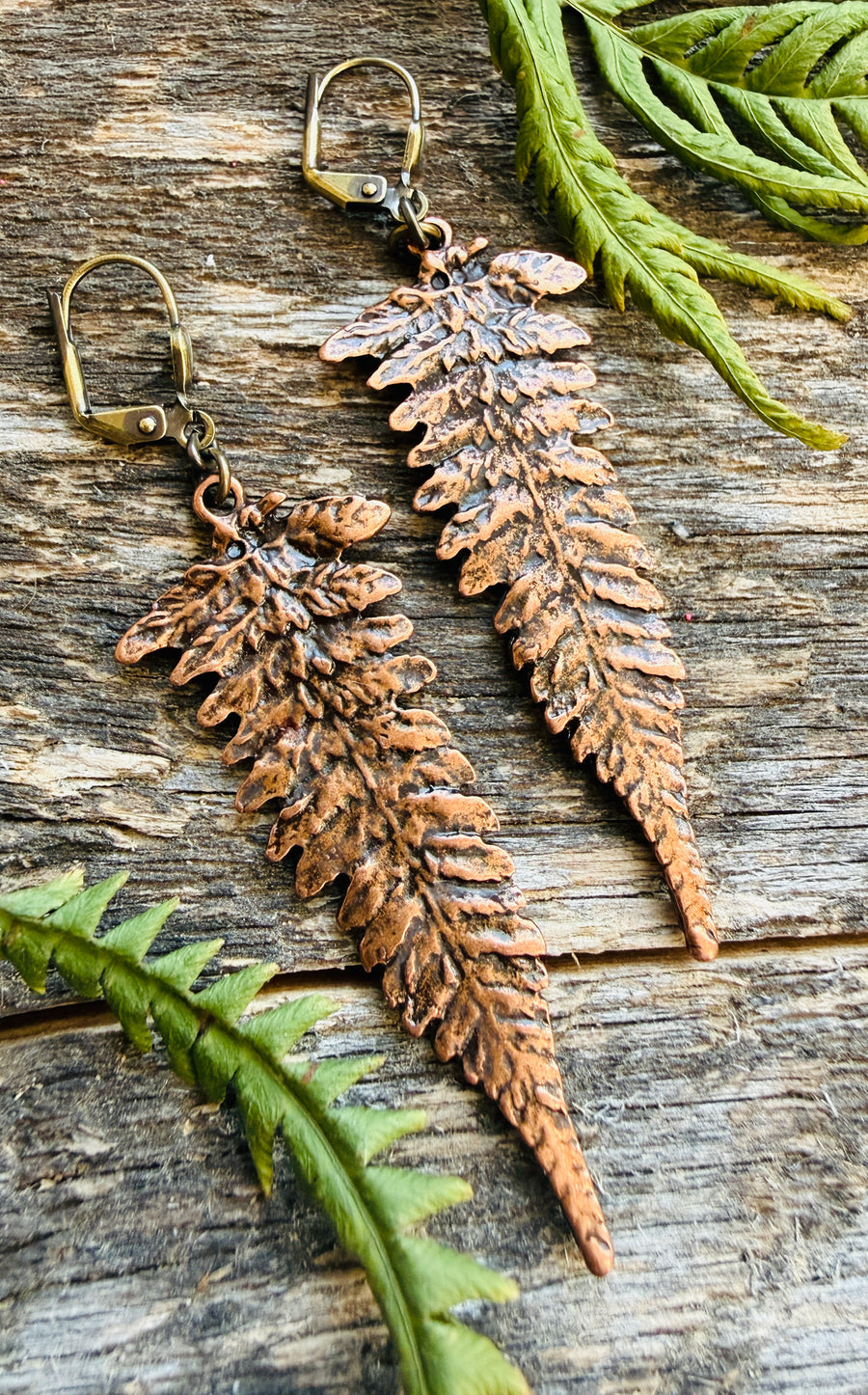 Copper Fern Leaf Earrings