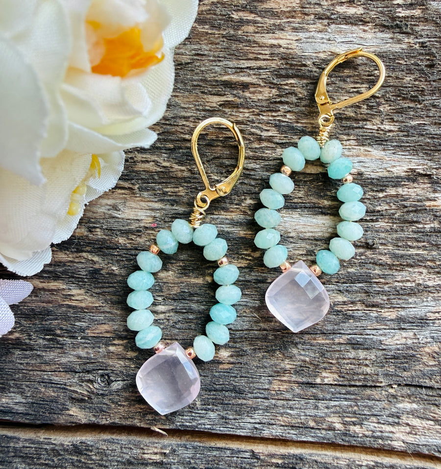 Saltwater Rose Gem Hoop Earrings