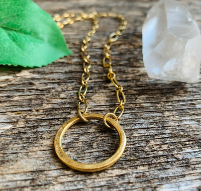 Antique Gold Circle Necklace