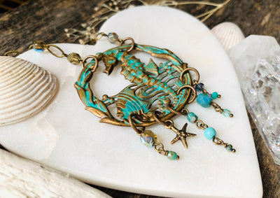 Natural Patina Seahorse Necklace