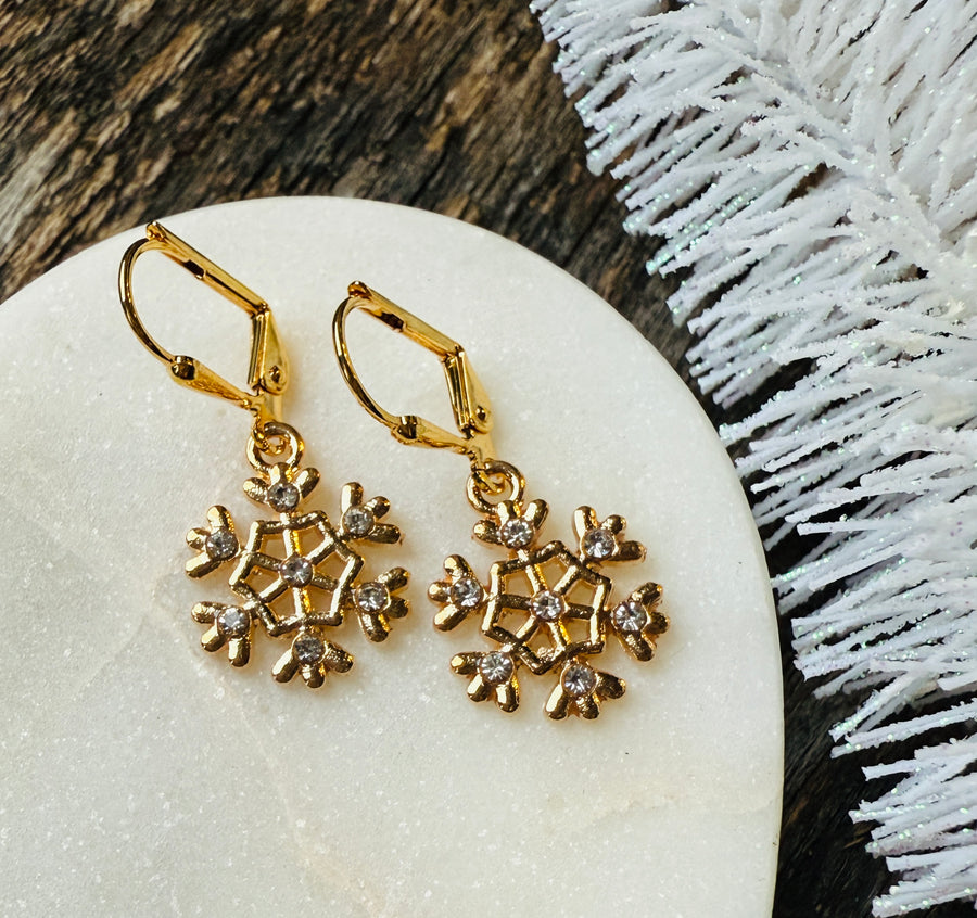 Golden Snowflake Earrings