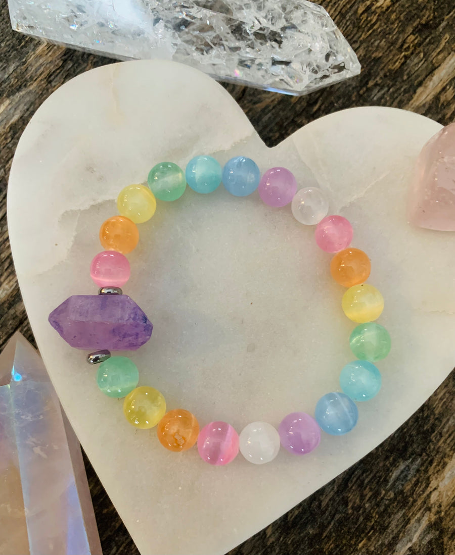Unicorn Lilac Quartz Nugget Bracelet