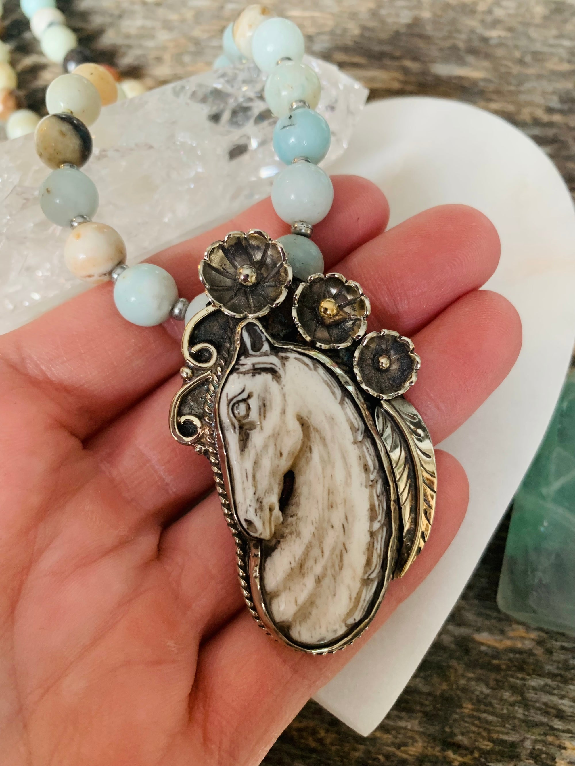 Floral Horse Necklace