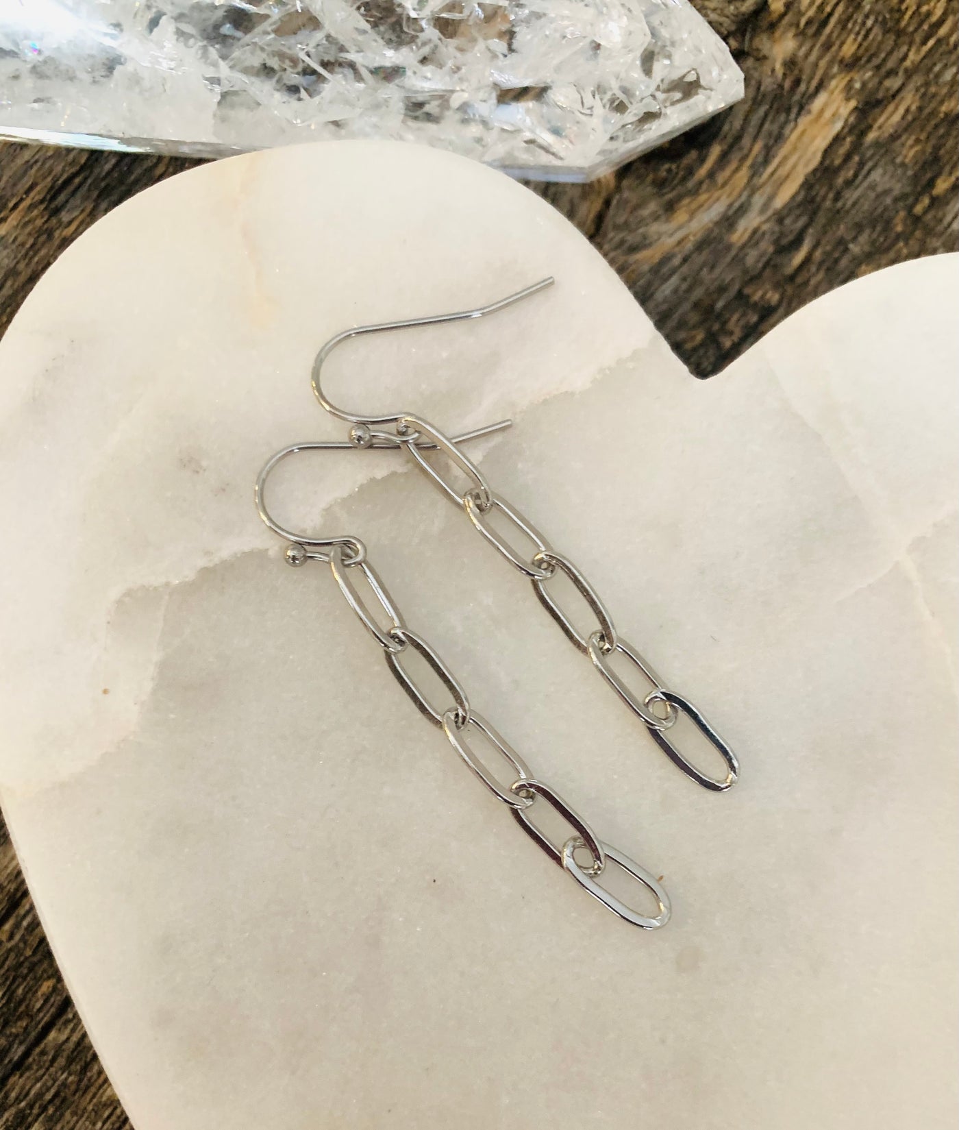 Classic Silvertone Paperclip Link Earrings