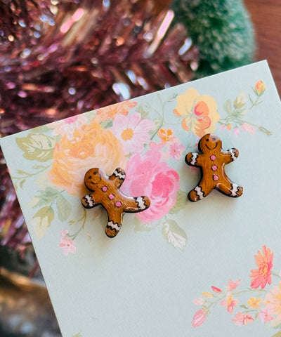 Gingerbread Cookie Christmas Stud Earrings