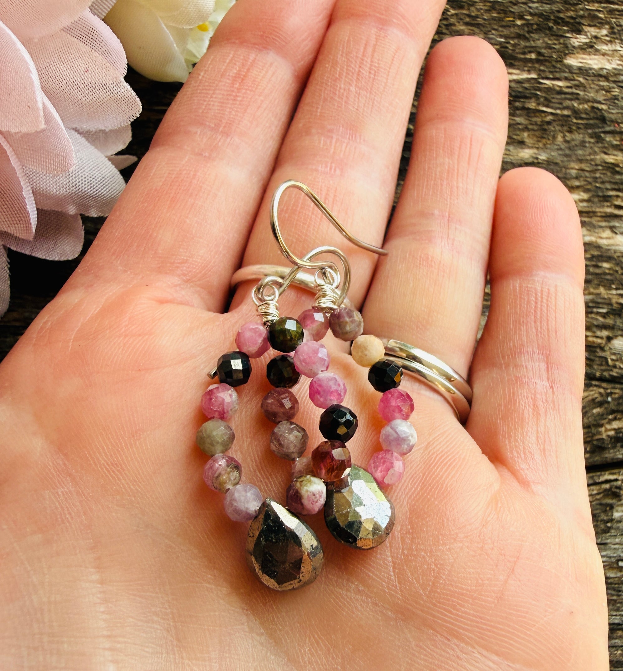 Tourmaline Gem Hoop Earrings