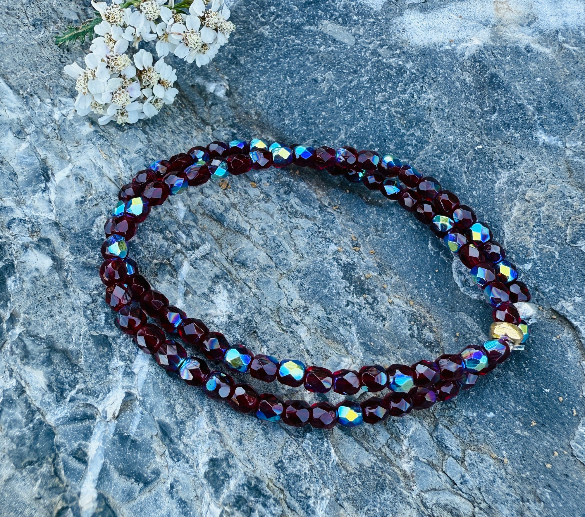 Garnet Fire Polished Bracelet