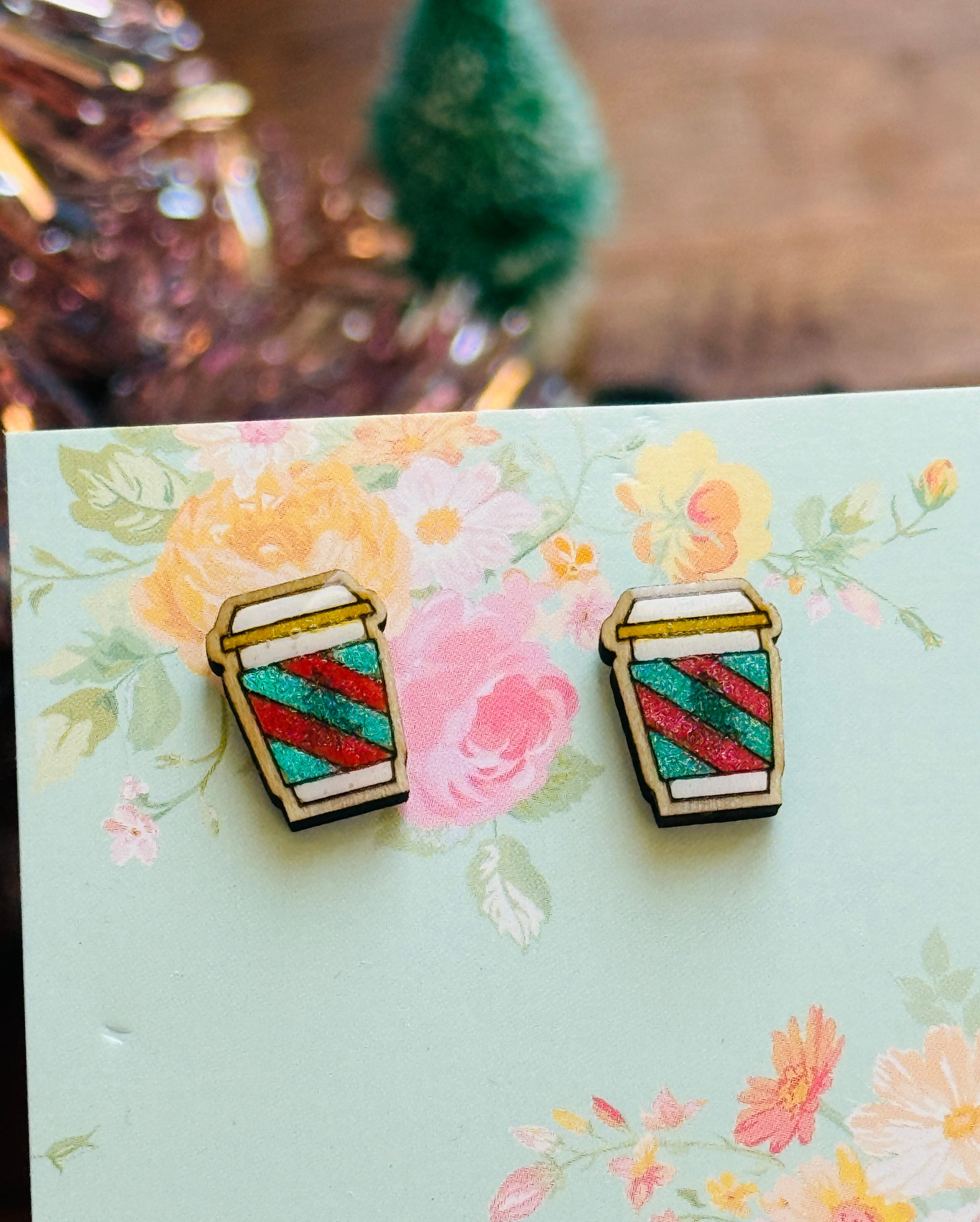 Holiday Mocha Cups Stud Earrings