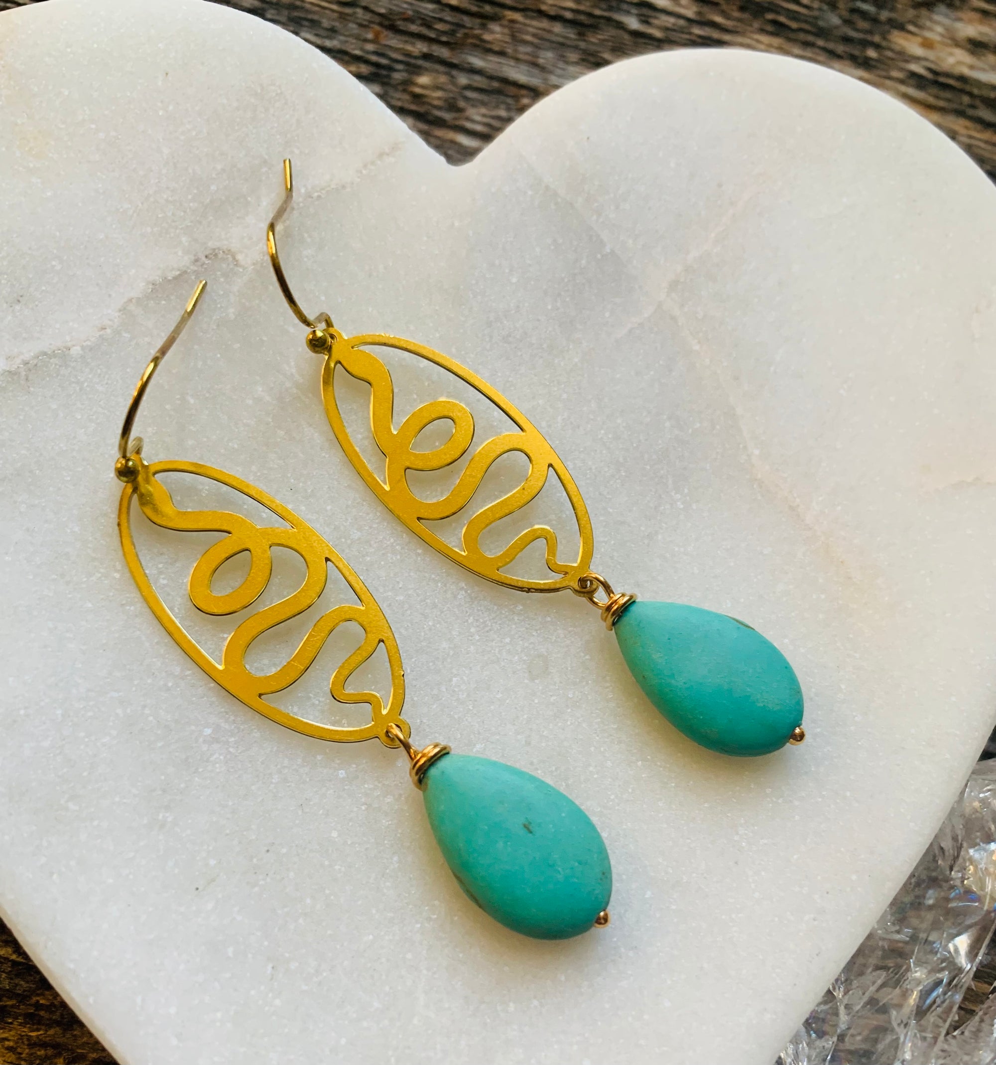 Turquoise Serpent Dangle Earrings