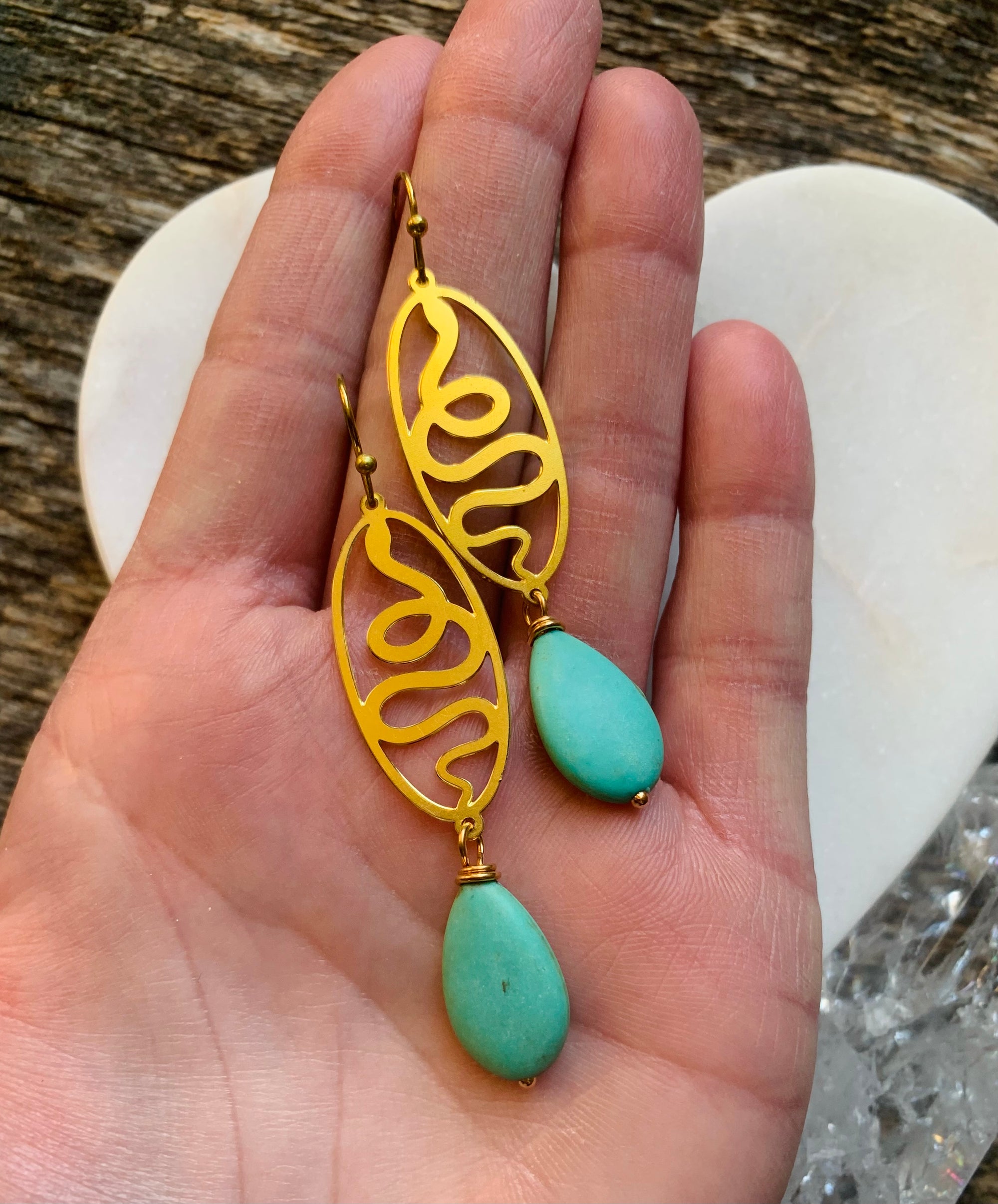 Turquoise Serpent Dangle Earrings