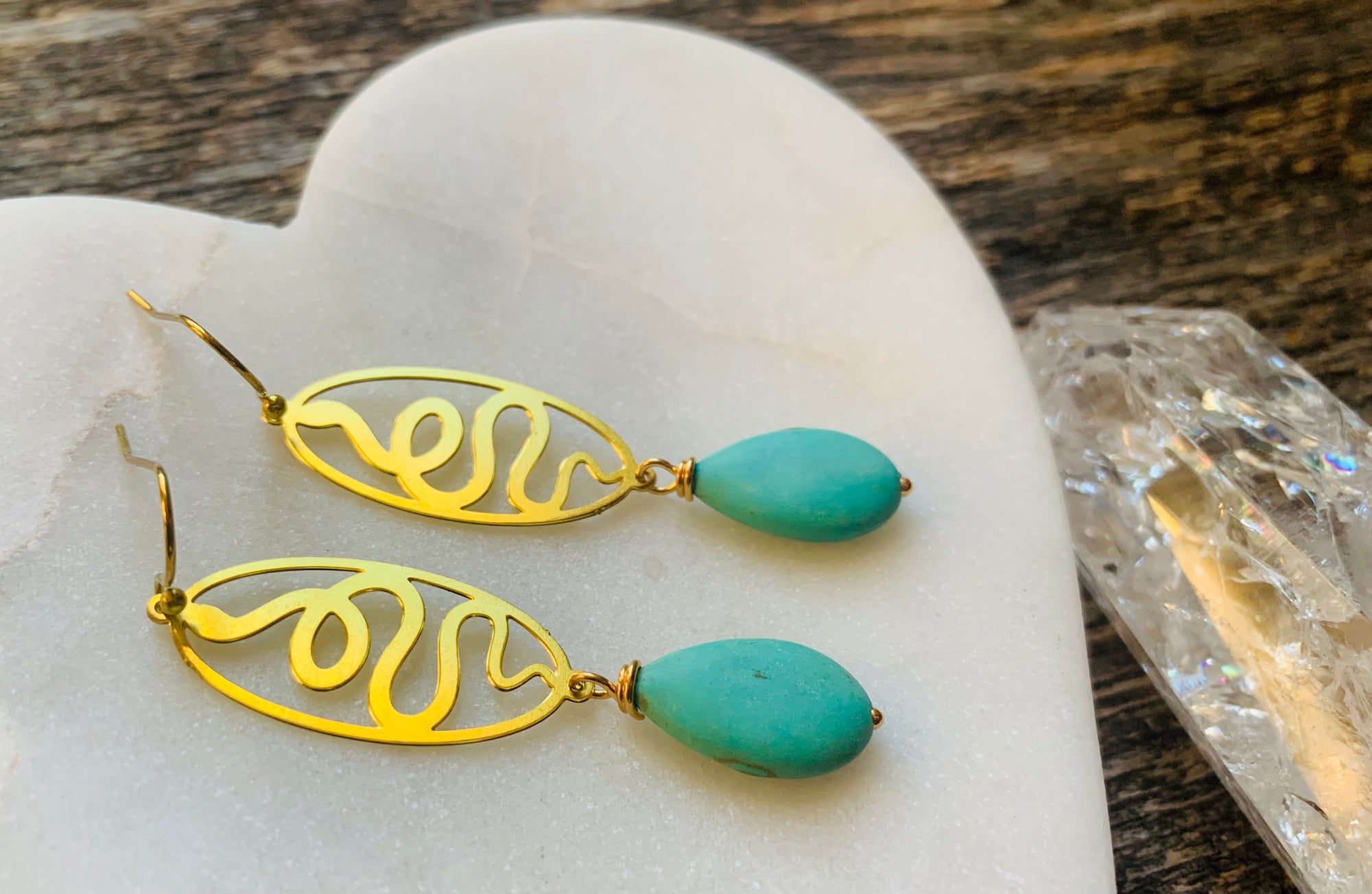 Turquoise Serpent Dangle Earrings
