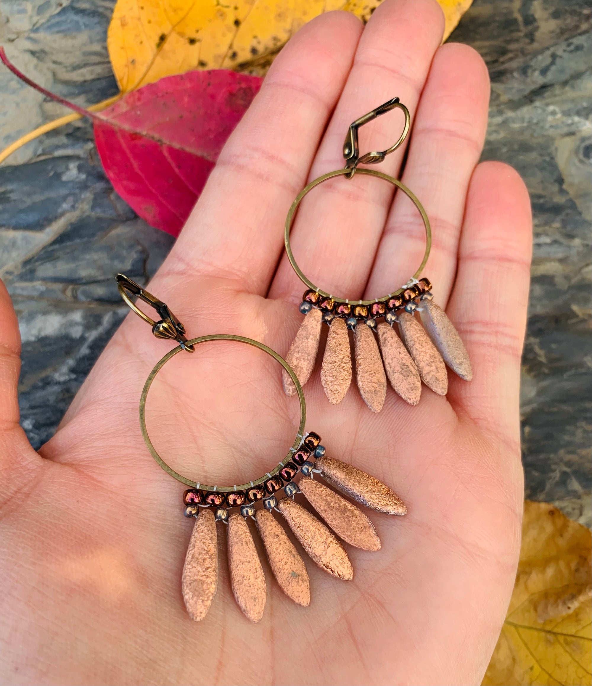Rose Gold Fringe Hoops