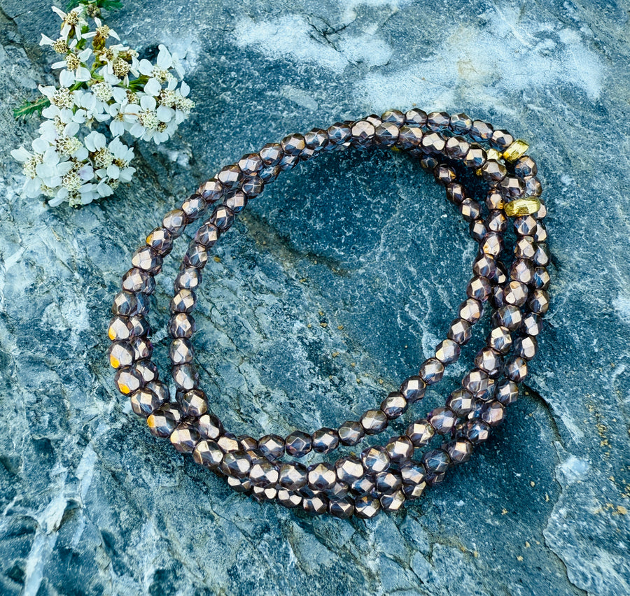 Bronzed Amethyst Fire Polished Bracelet