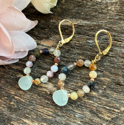 Chalcedony Gem Hoop Earrings