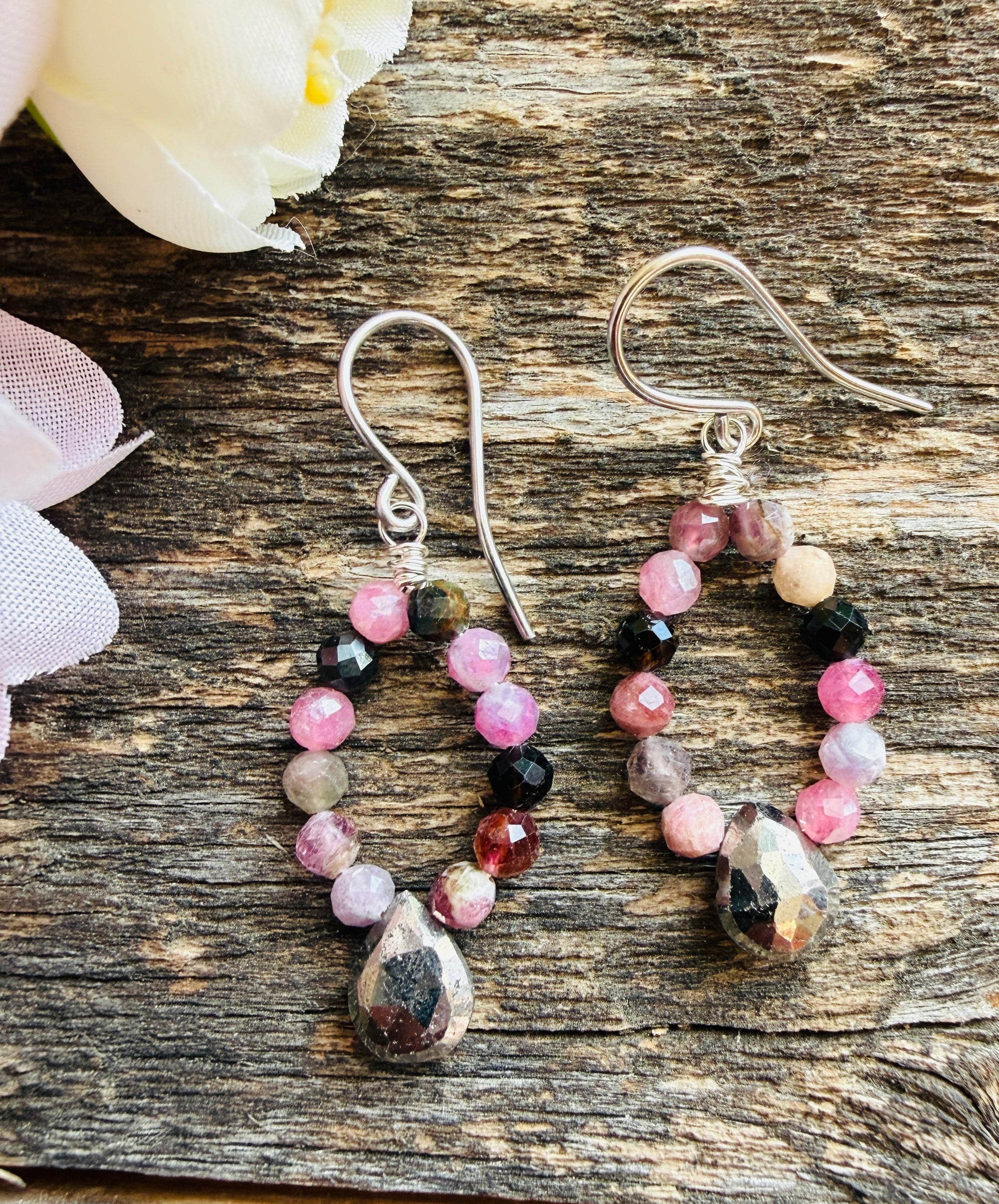 Tourmaline Gem Hoop Earrings