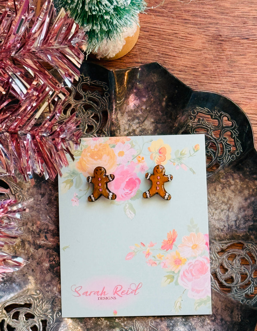 Gingerbread Cookie Christmas Stud Earrings