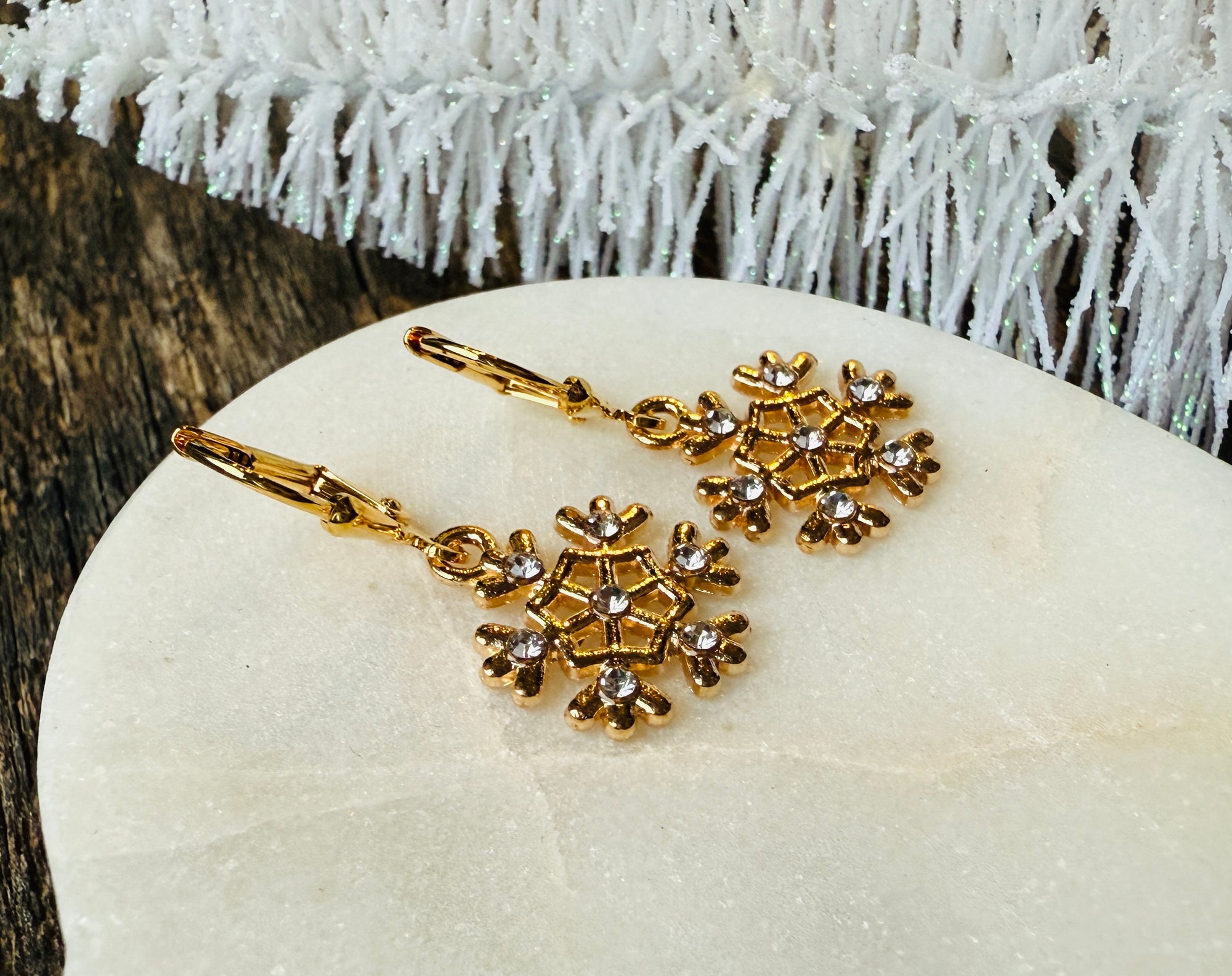 Golden Snowflake Earrings