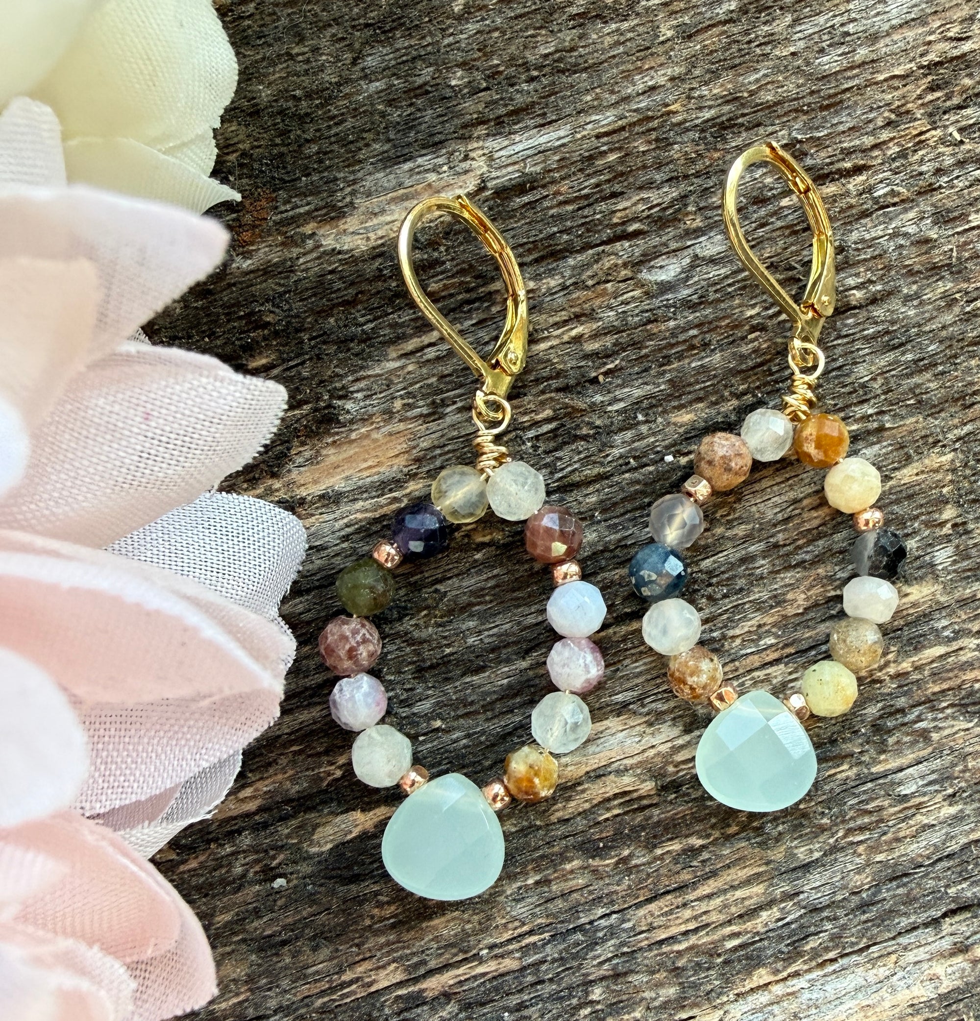 Chalcedony Gem Hoop Earrings