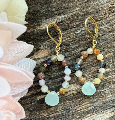 Chalcedony Gem Hoop Earrings
