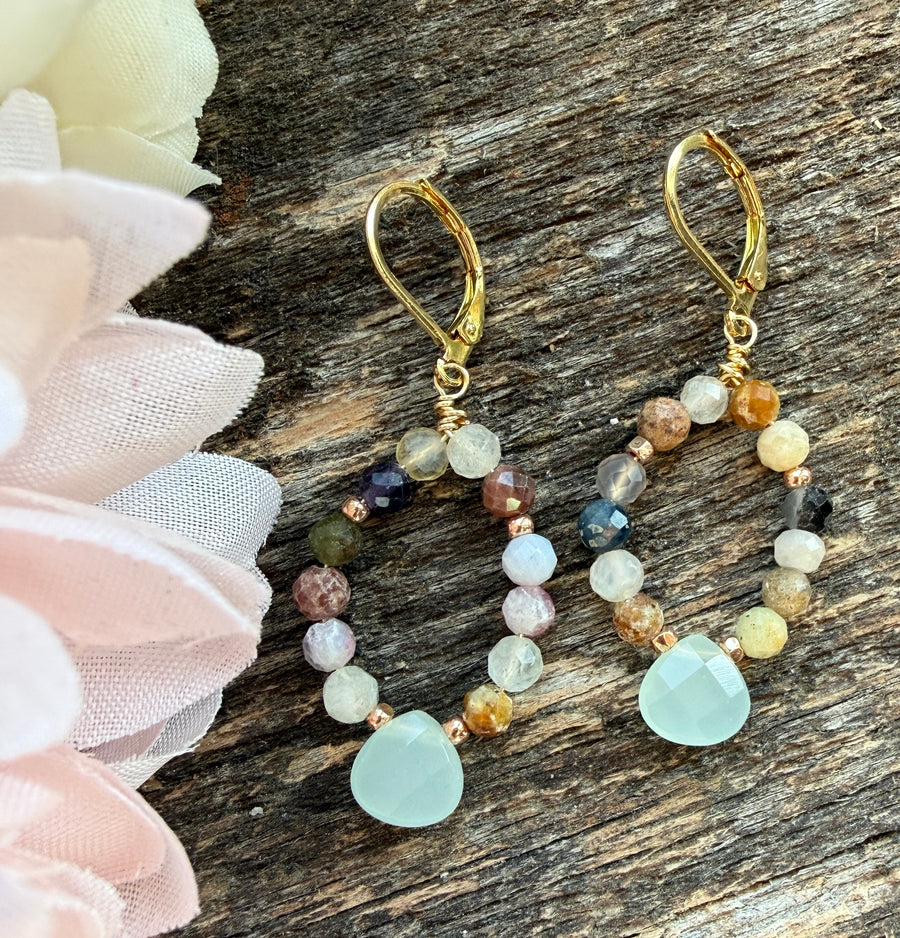 Chalcedony Gem Hoop Earrings