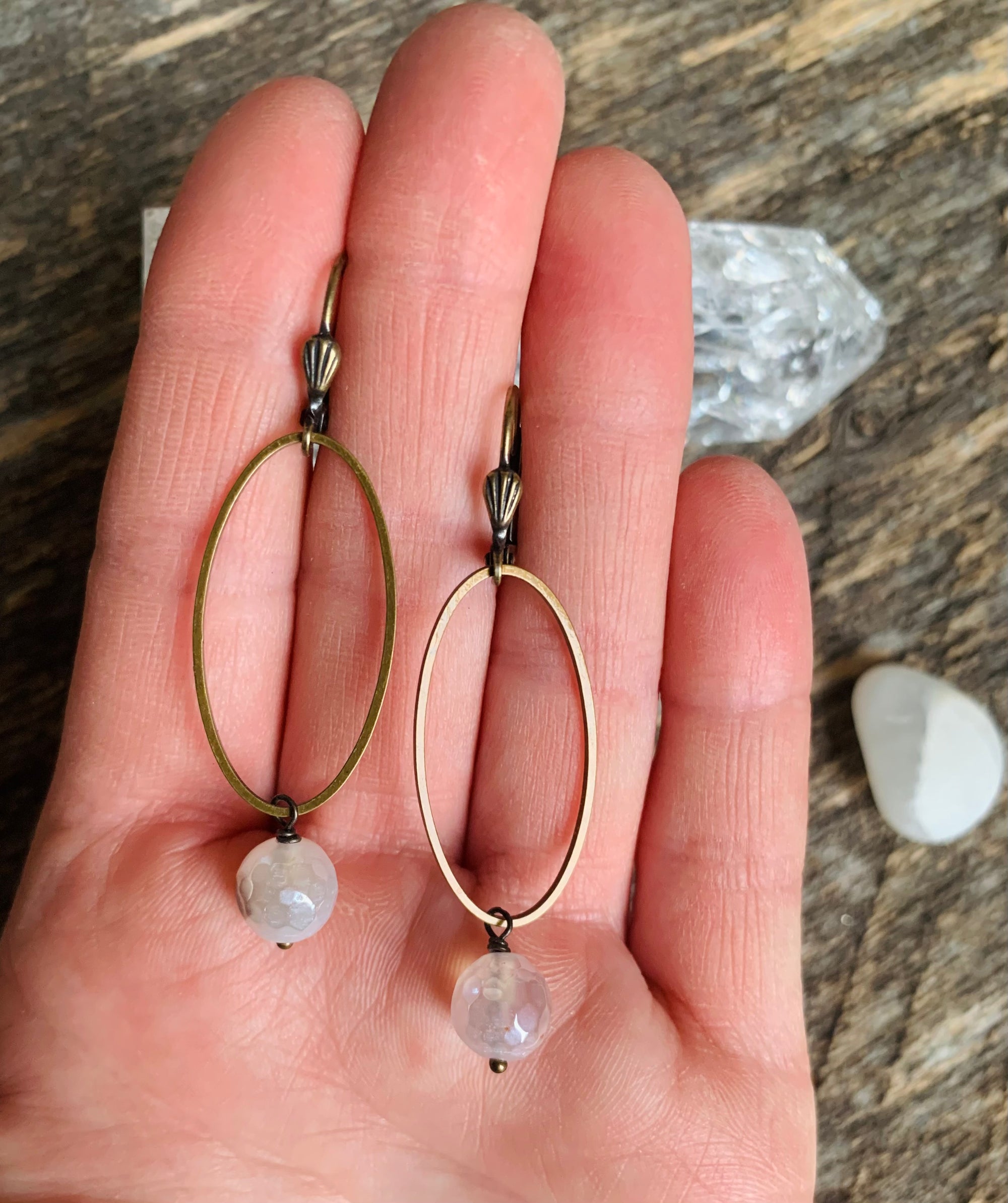 Shimmer Agate Calla Earrings