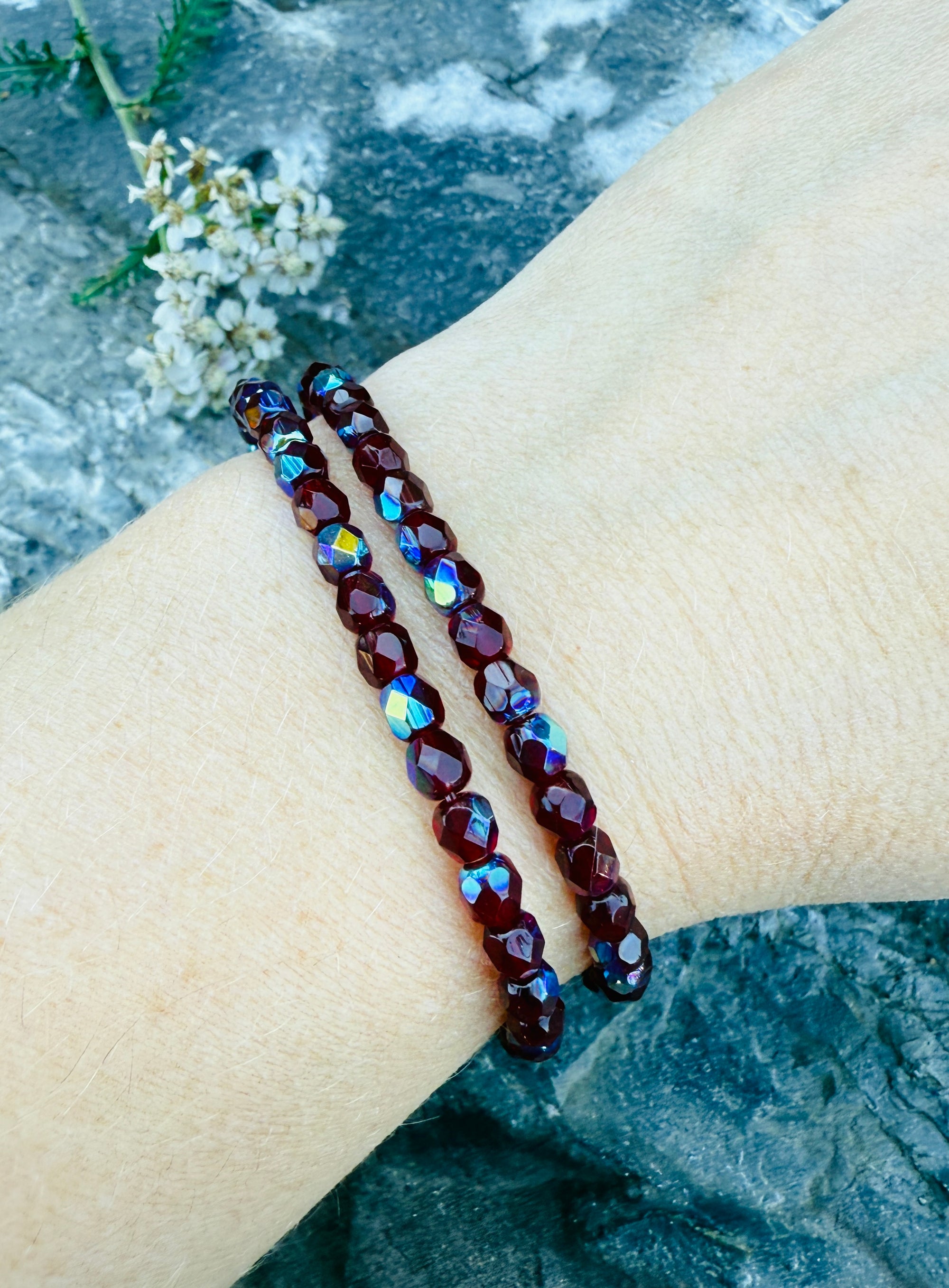 Garnet Fire Polished Bracelet