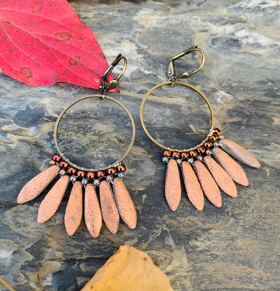 Rose Gold Fringe Hoops