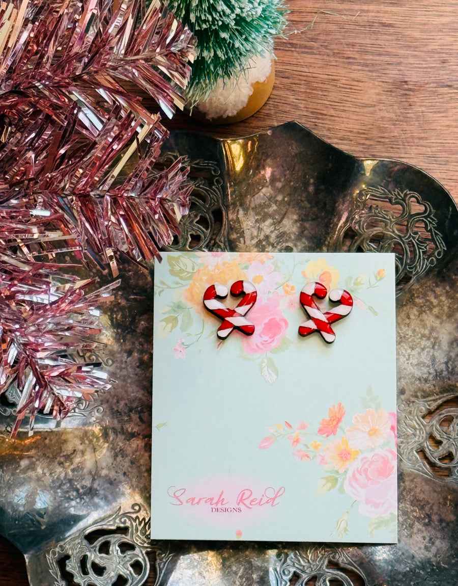 Candy Cane Stud Earrings