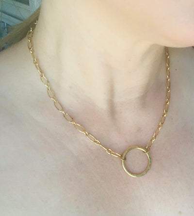 Antique Gold Circle Necklace