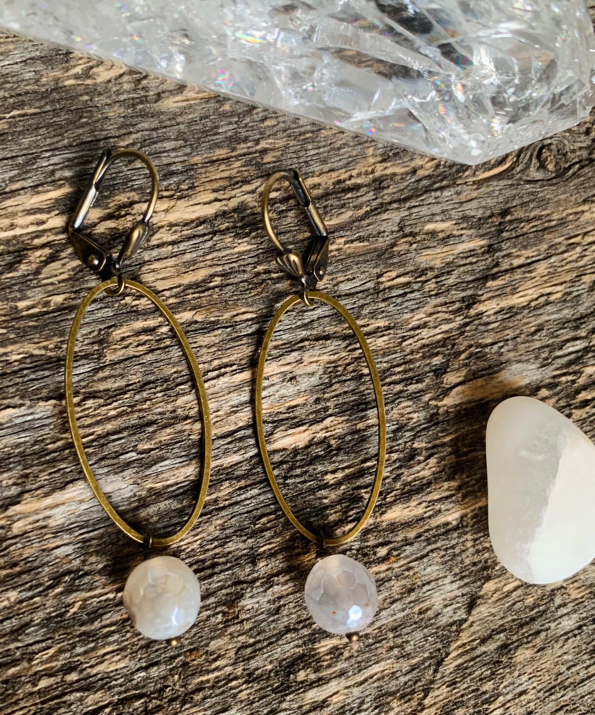 Shimmer Agate Calla Earrings