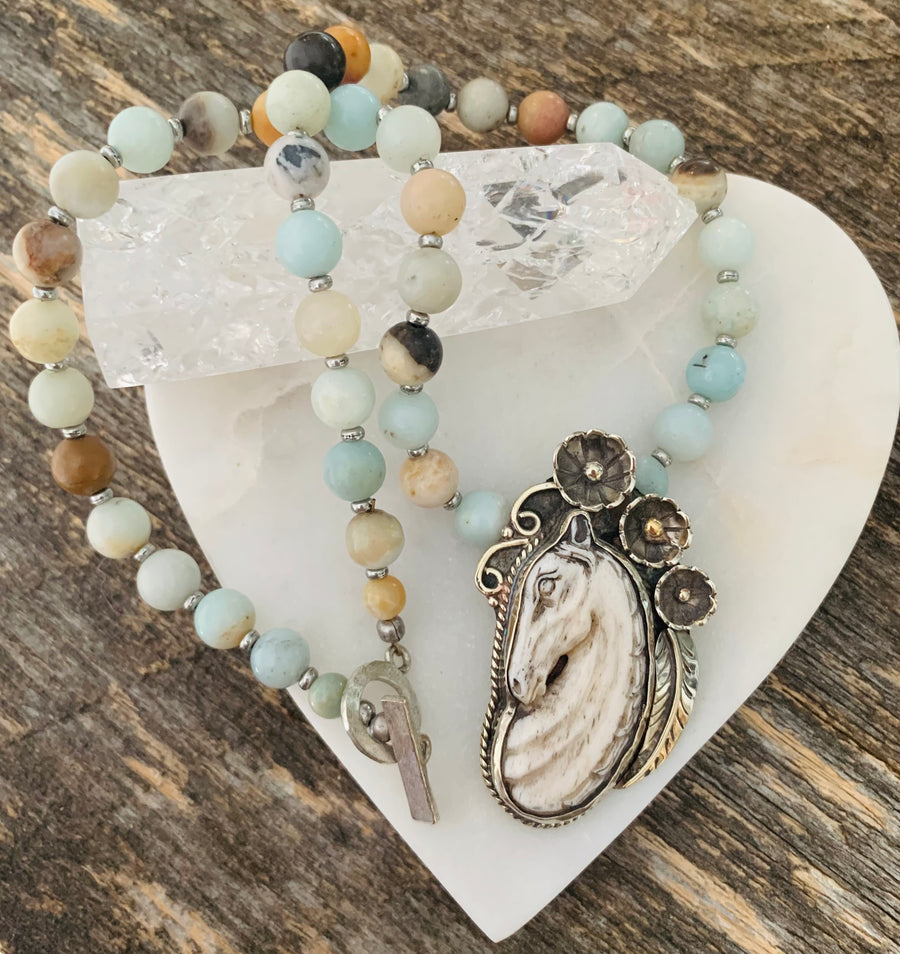 Floral Horse Necklace