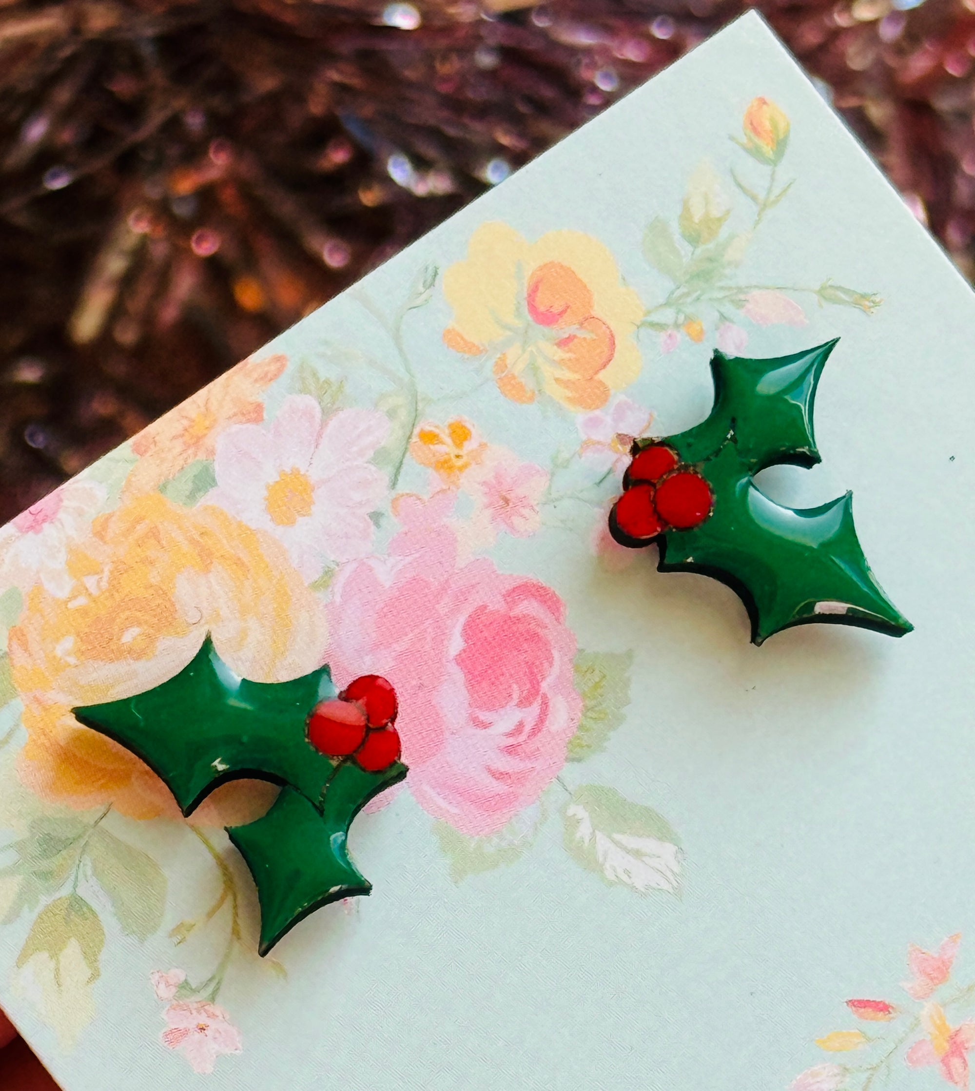 Winter Holly Stud Earrings