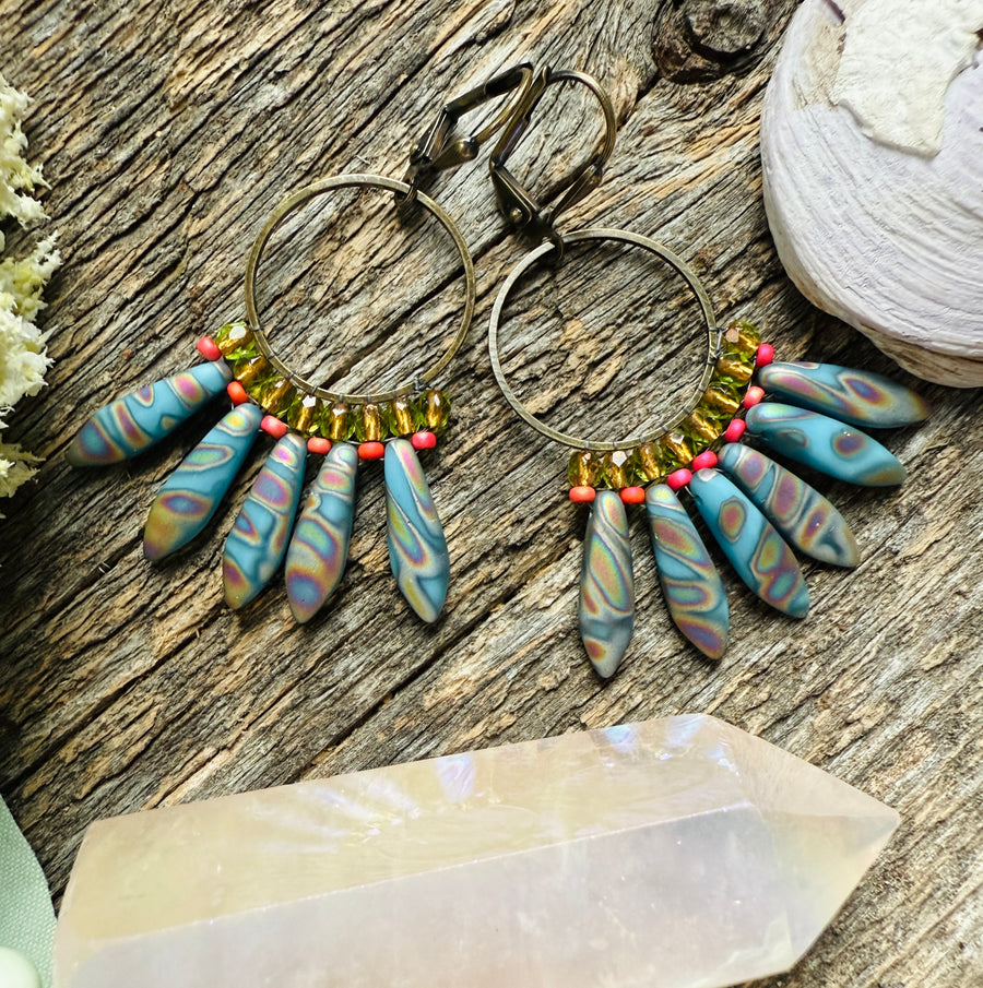 Oil Slick Fringe Hoops