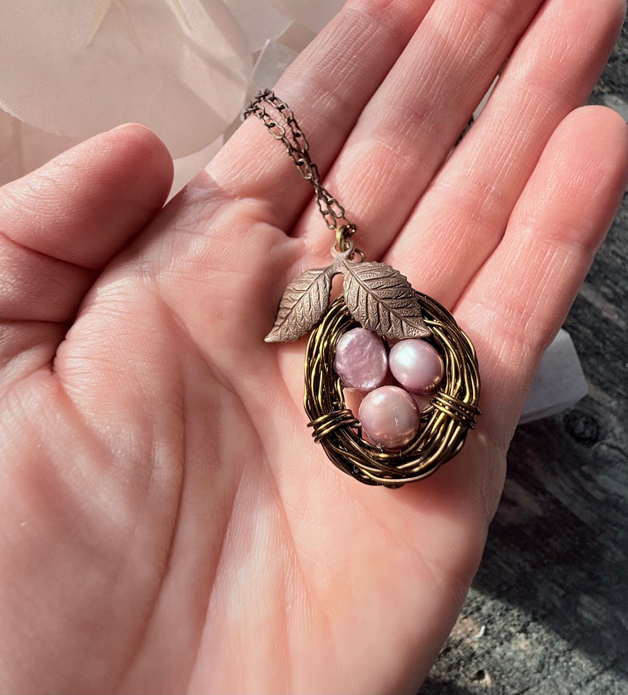 Lavender Sparrow Nest Necklace