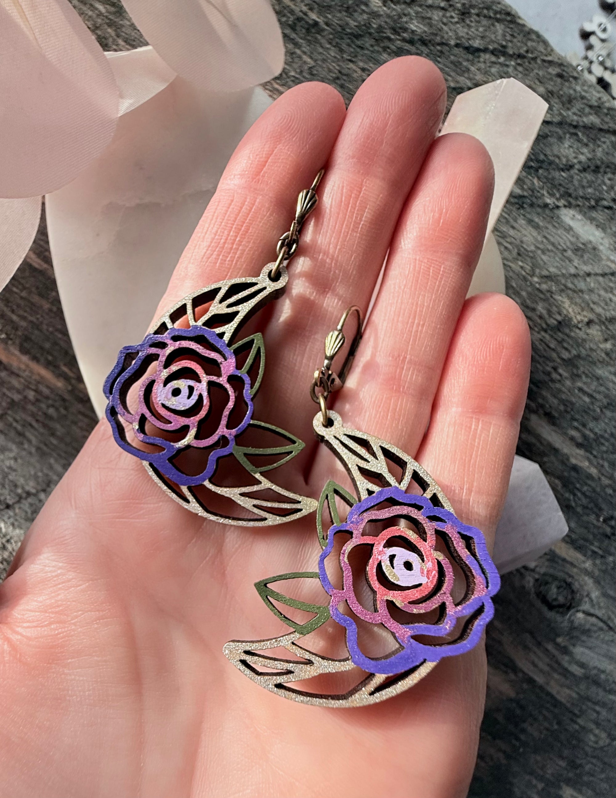 Floral Moon Earrings