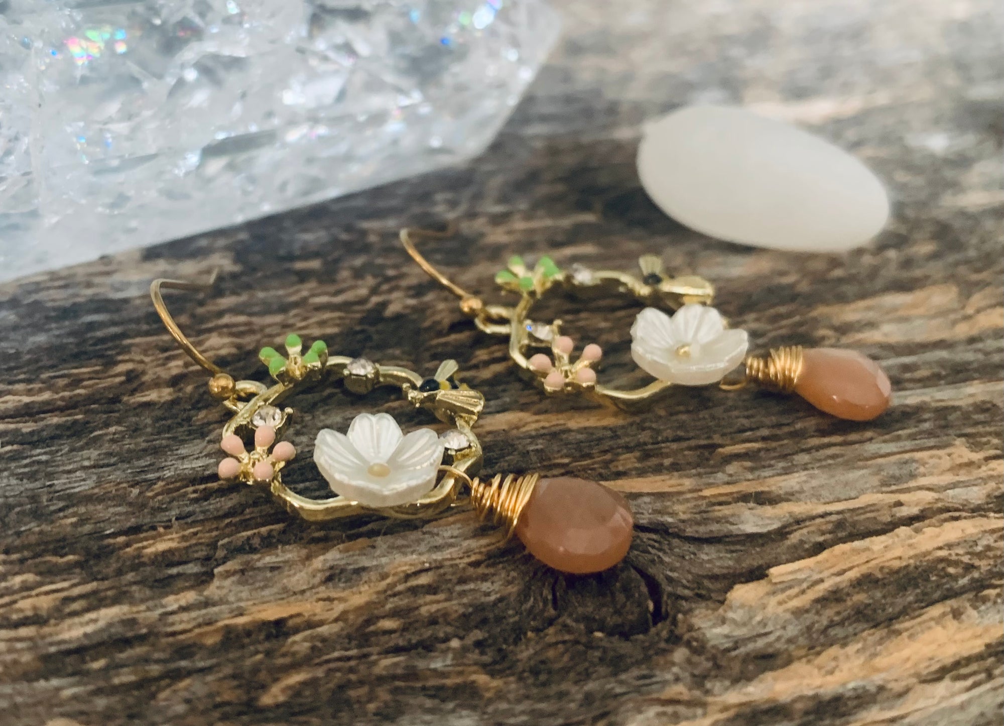 Sunstone Bee Garden Earrings