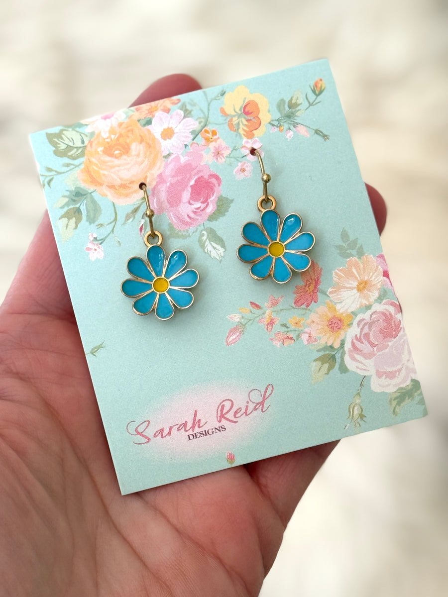 Blue Daisy Earrings