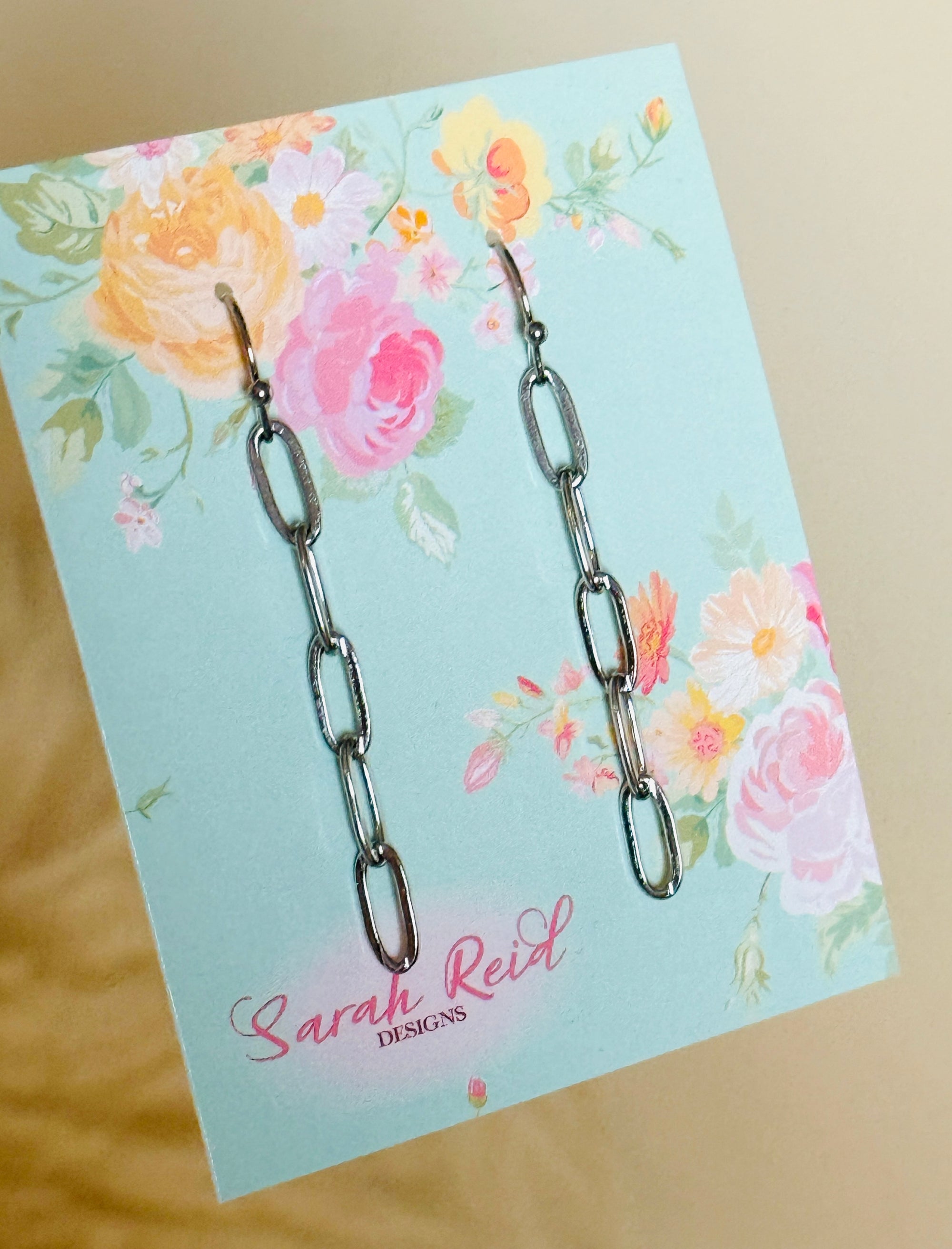 Classic Silvertone Paperclip Link Earrings