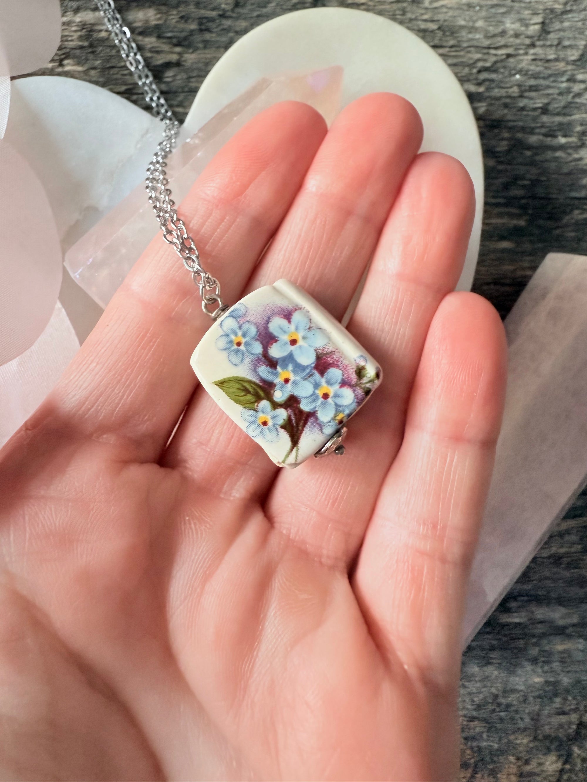 White & Blue Sweary Book Necklace