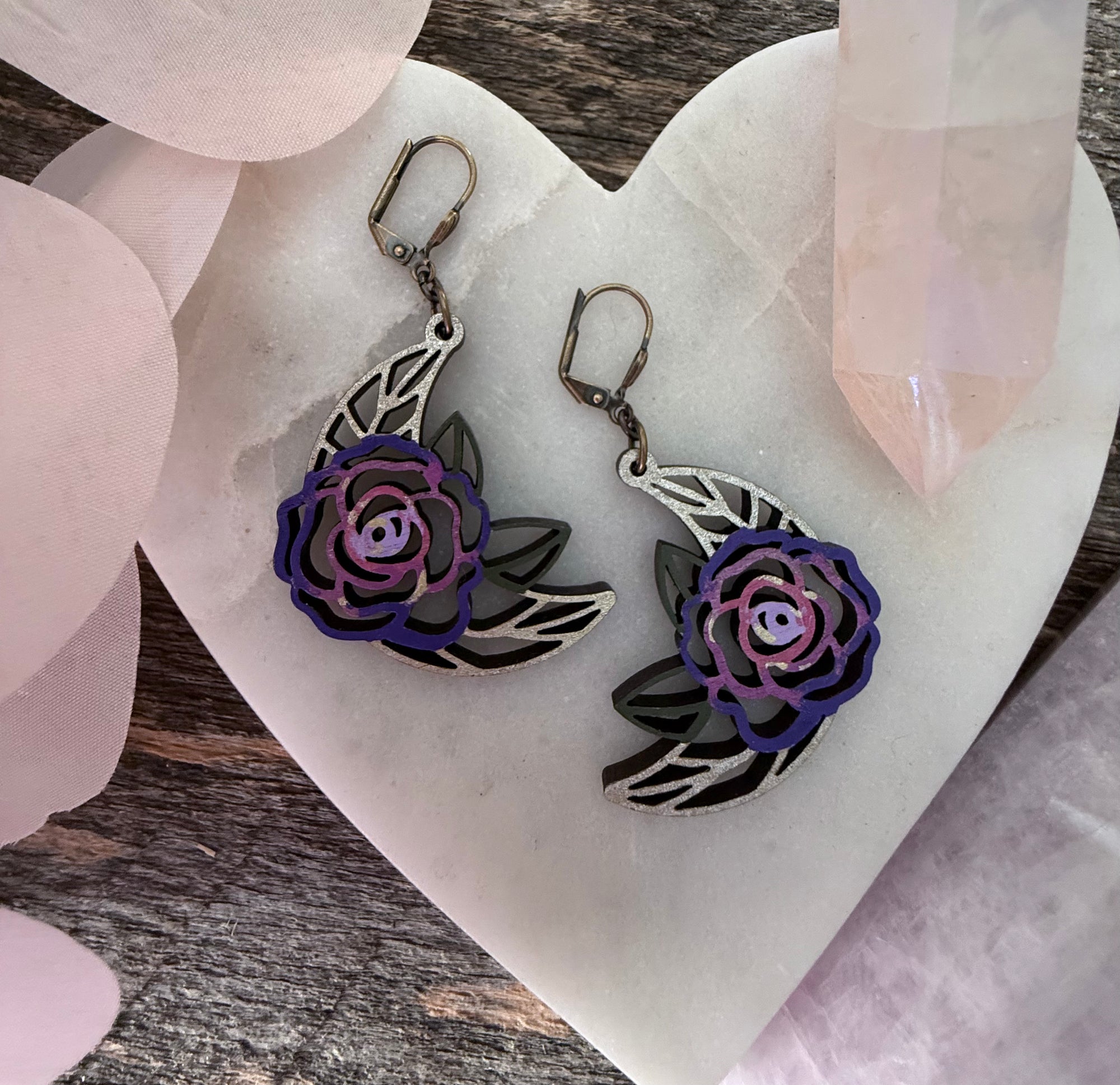 Floral Moon Earrings