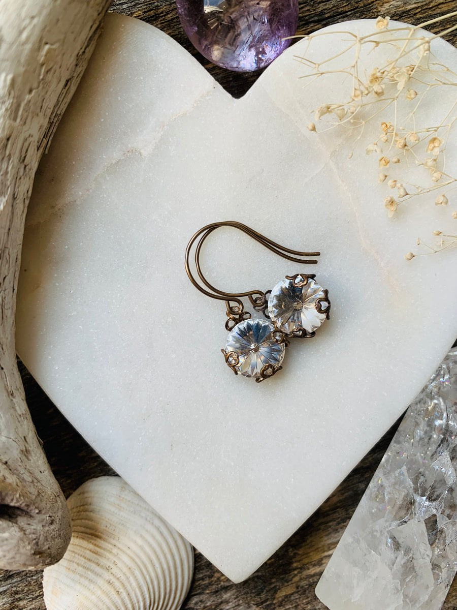 Clear Crystal Filigree Earrings