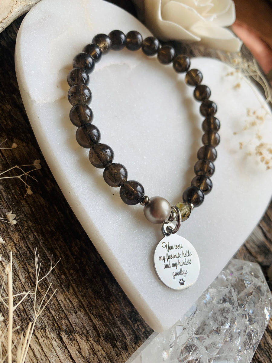 Smoky Quartz Pet Memorial Bracelet