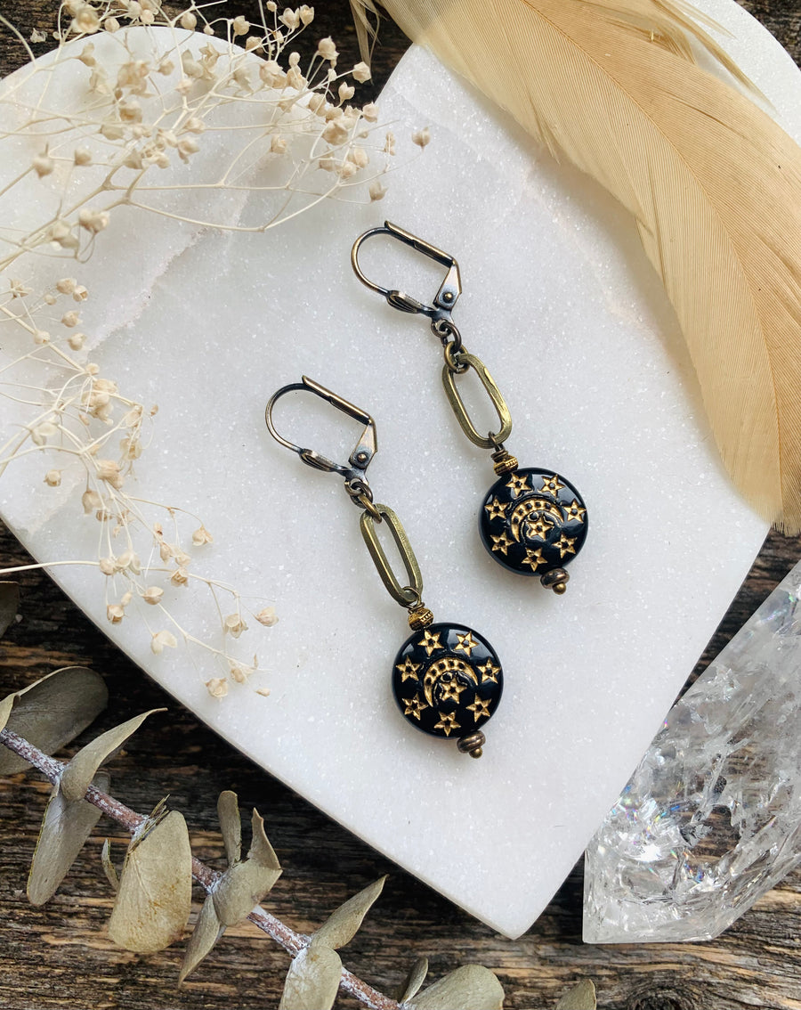 Jet Celestial Earrings
