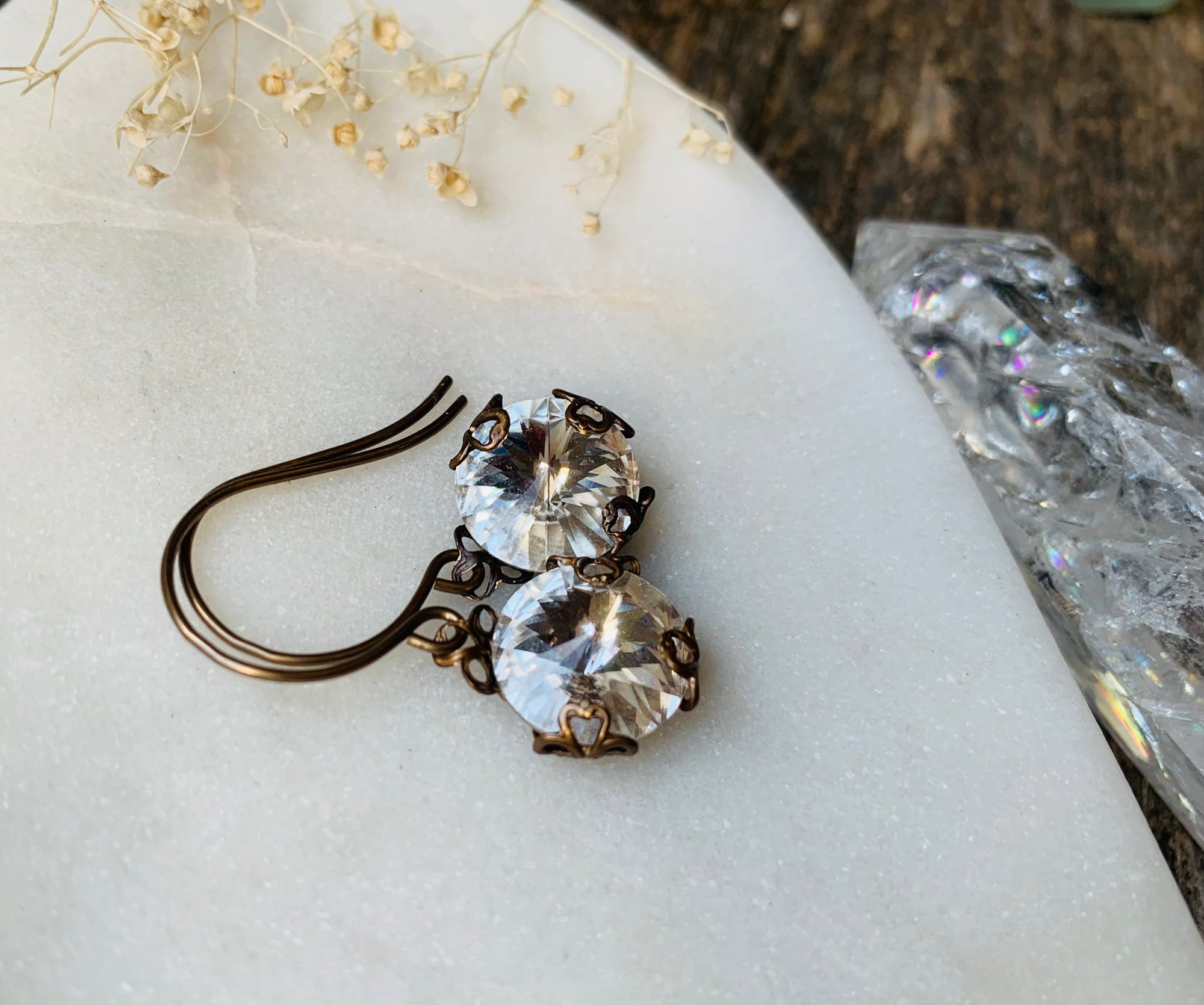 Clear Crystal Filigree Earrings