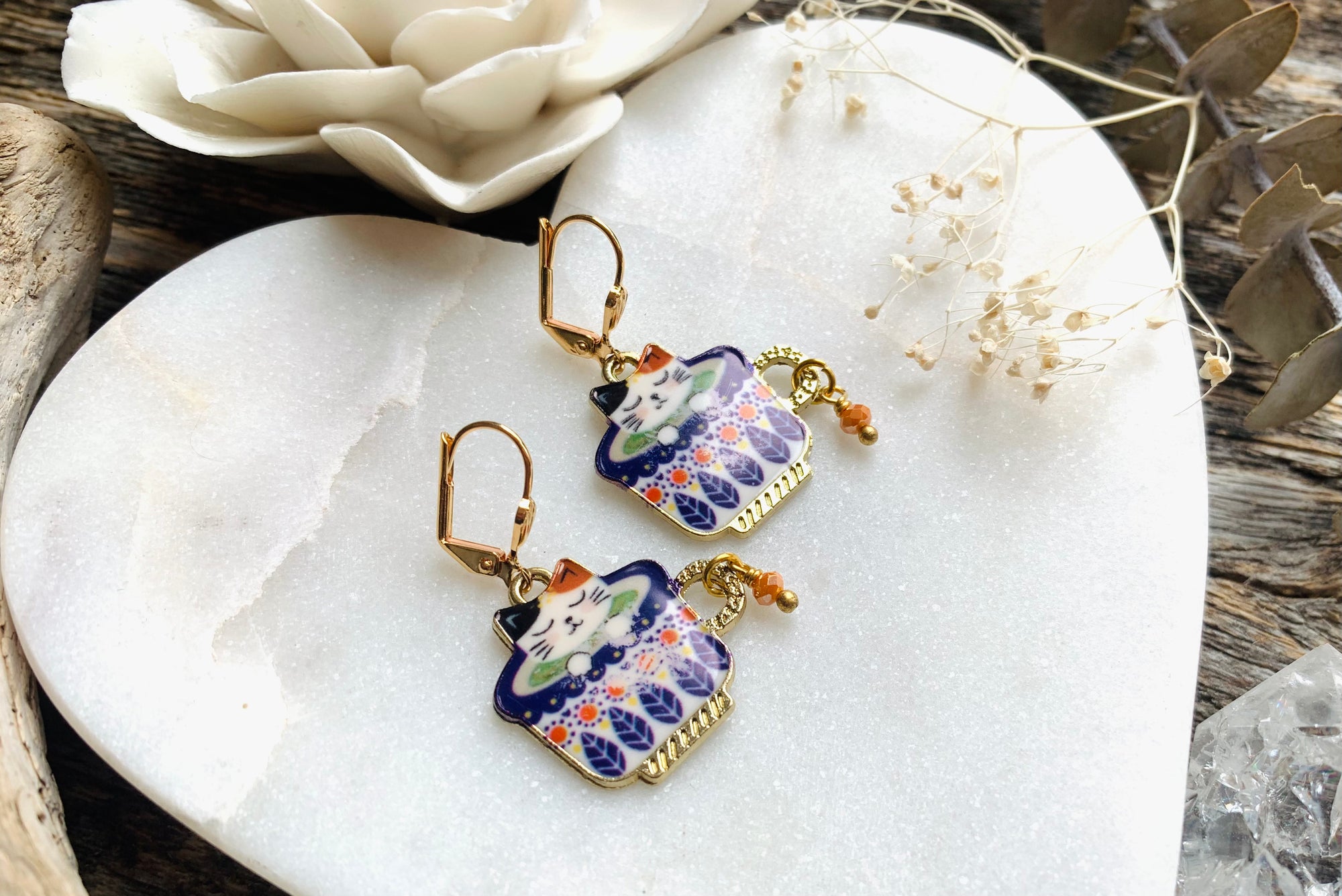 Tea Party Cat Earrings