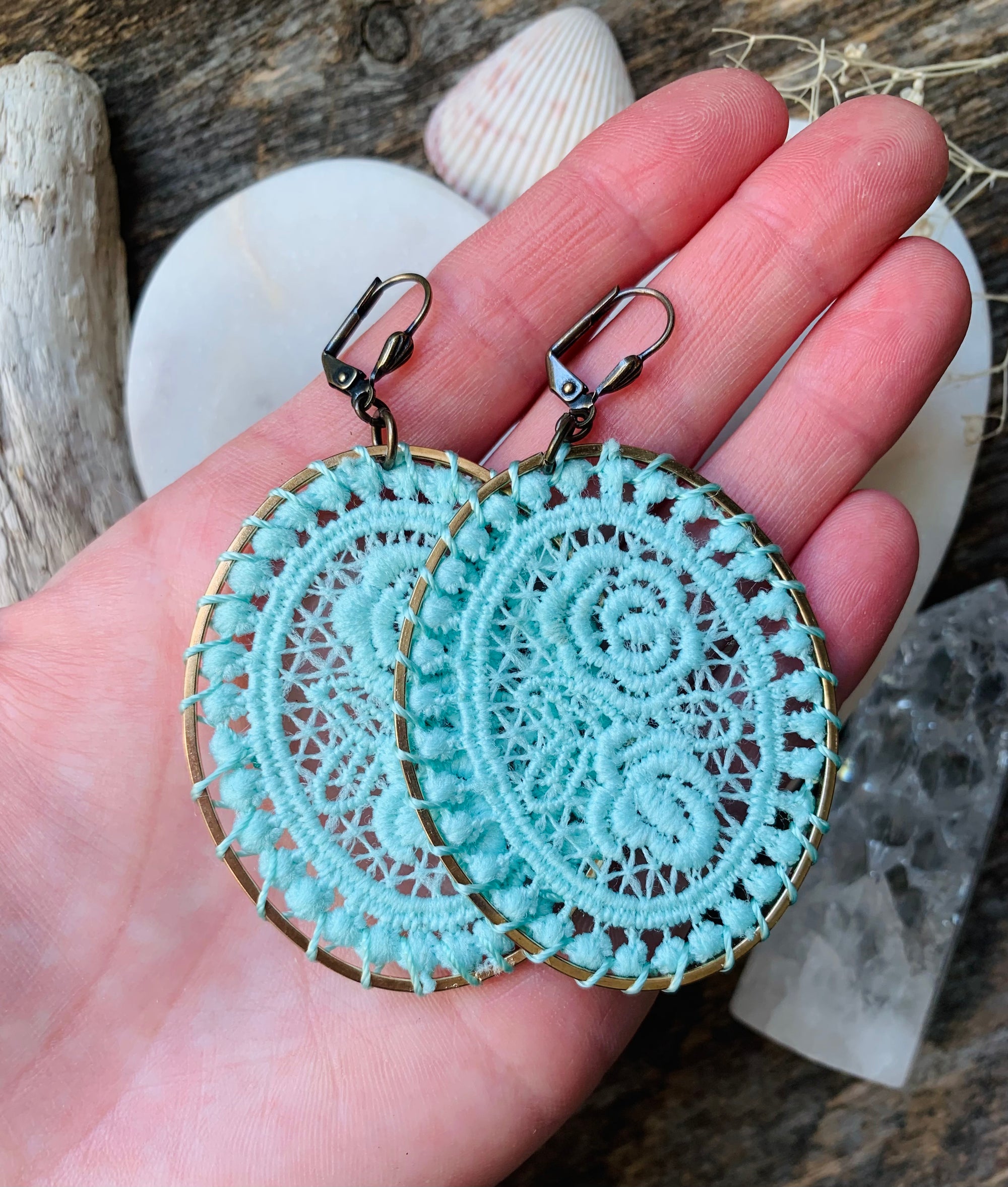 Sea Foam Doily Earrings