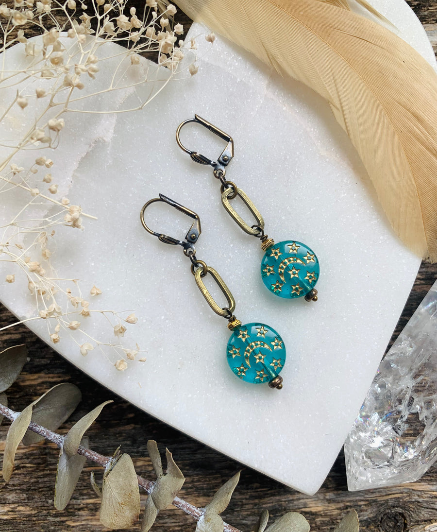 Teal Celestial Earrings