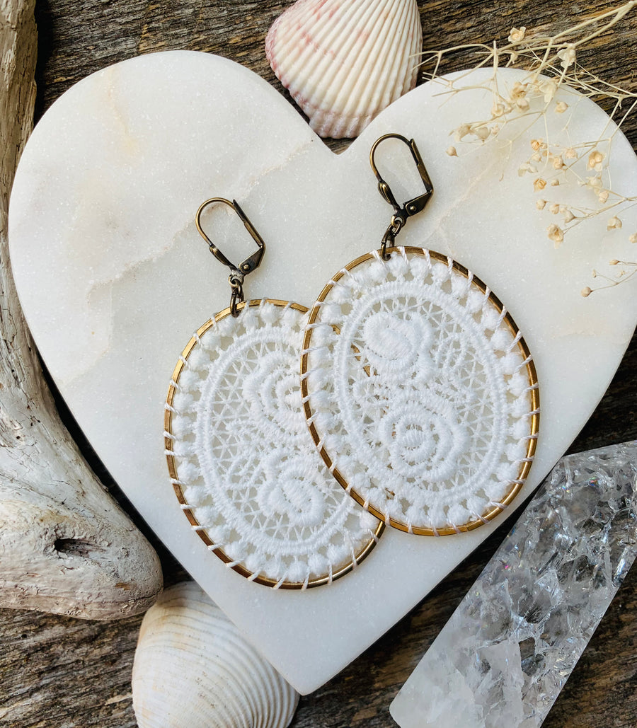 Crisp White Doily Earrings