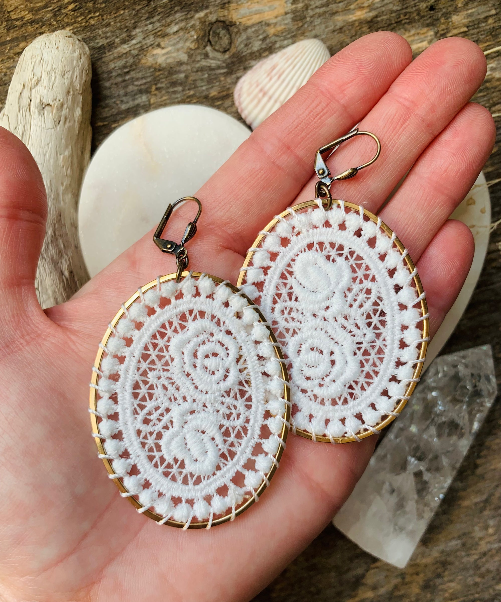 Crisp White Doily Earrings