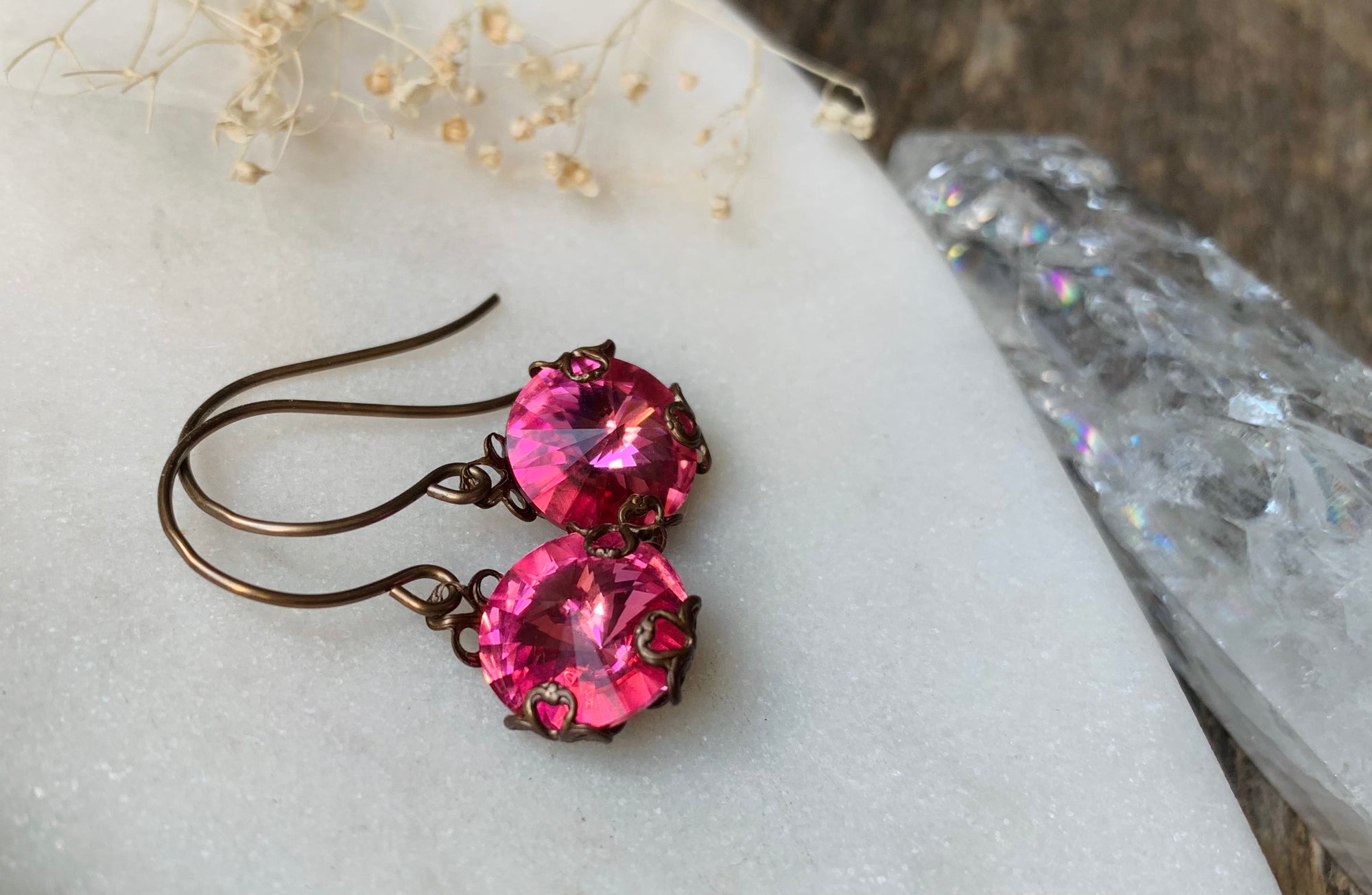 Wild Rose Crystal Filigree Earrings